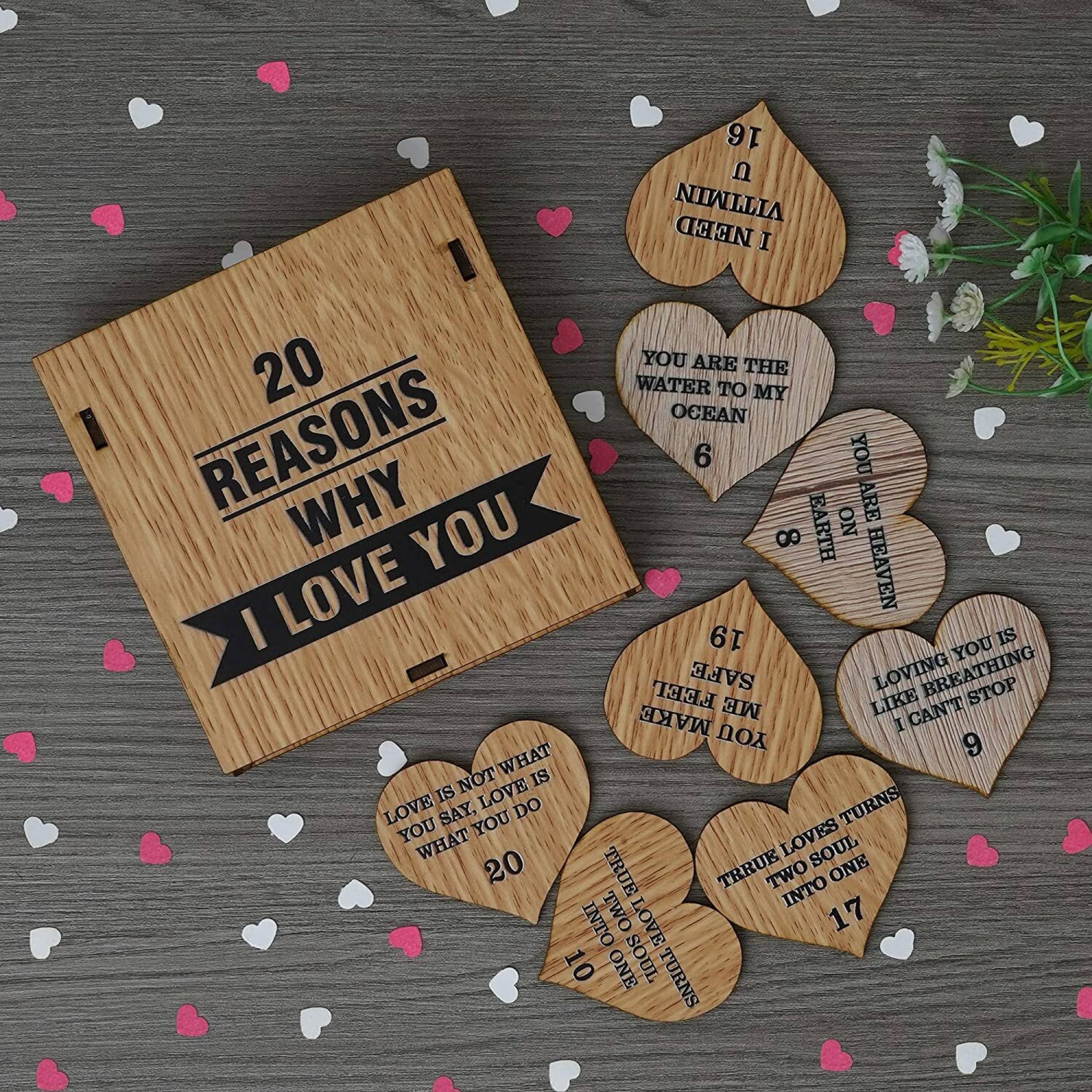 20 Reasons, Why I Love You Message box For Valentine Day, Anniversary, Birthday And Loveable Person,Brown