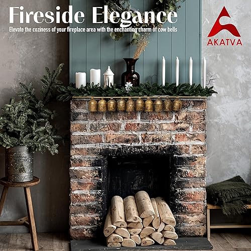 Miniatura 8 de Akatva Campanas de Navidad para decoración  Campanas de vaca para decoración navideña rústica  Campanas doradas para decoraciones navideñas