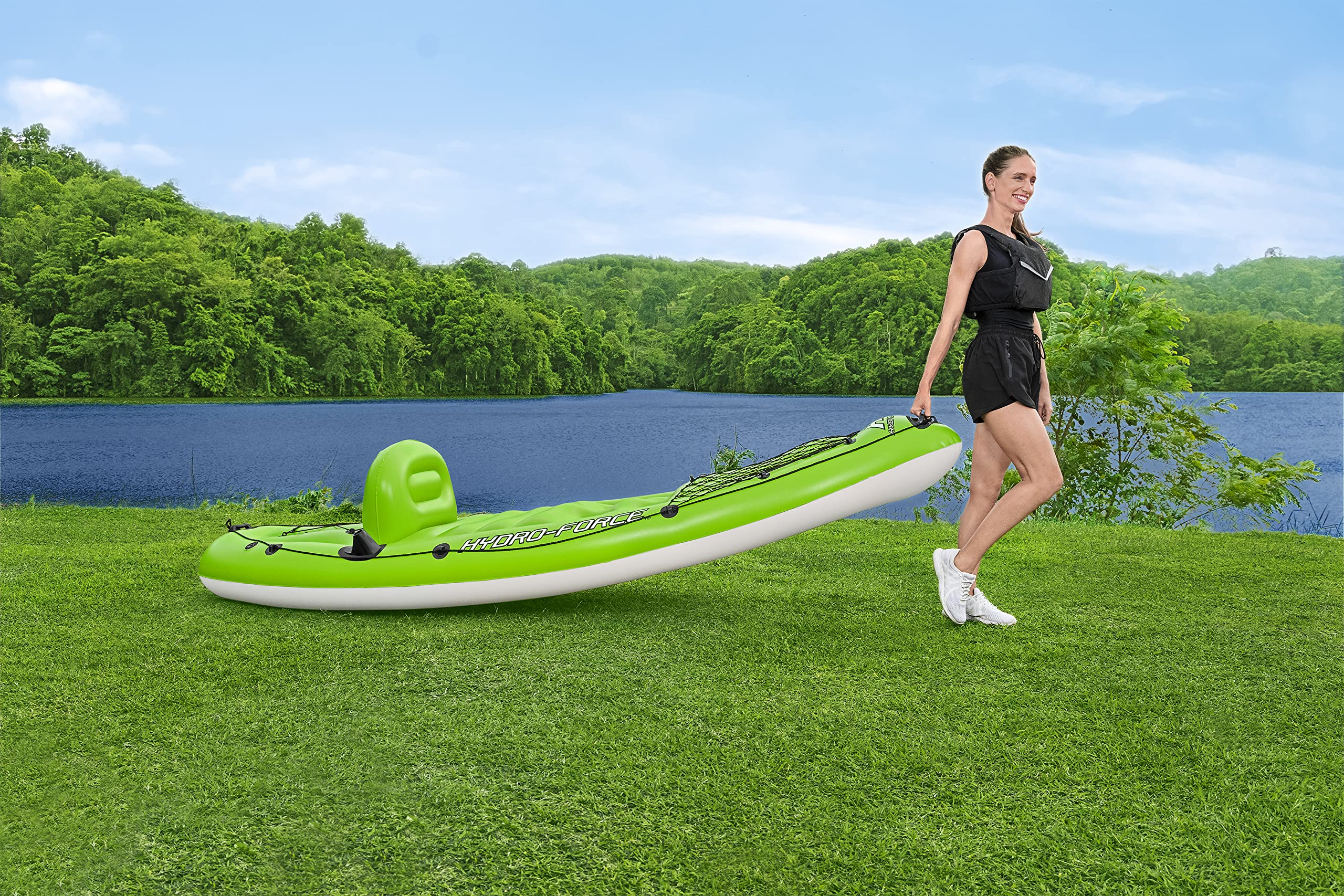 Bestway Hydro-Force Kayak Inflable Koracle Barco de Pesca con Bomba, Paleta y Bolsa