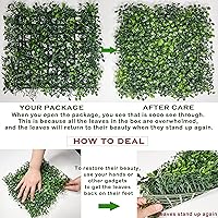 Vista 6 de Bybeton Fondo de pared de césped artificial, 10 x 10 pulgadas (16 unidades) paneles de pared topiario de seto de boj anti rayos UV para interiores