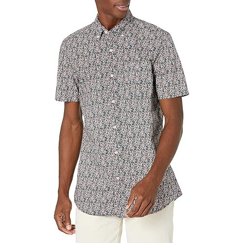 Goodthreads Men's Standard-Fit Short-Sleeve Printed Poplin Shirt