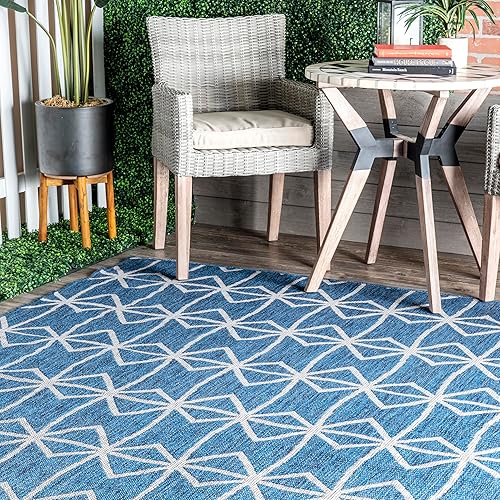 Miniatura 8 de nuLOOM Saunders - Alfombra geométrica para interiores y exteriores, 7 x 9, azul
