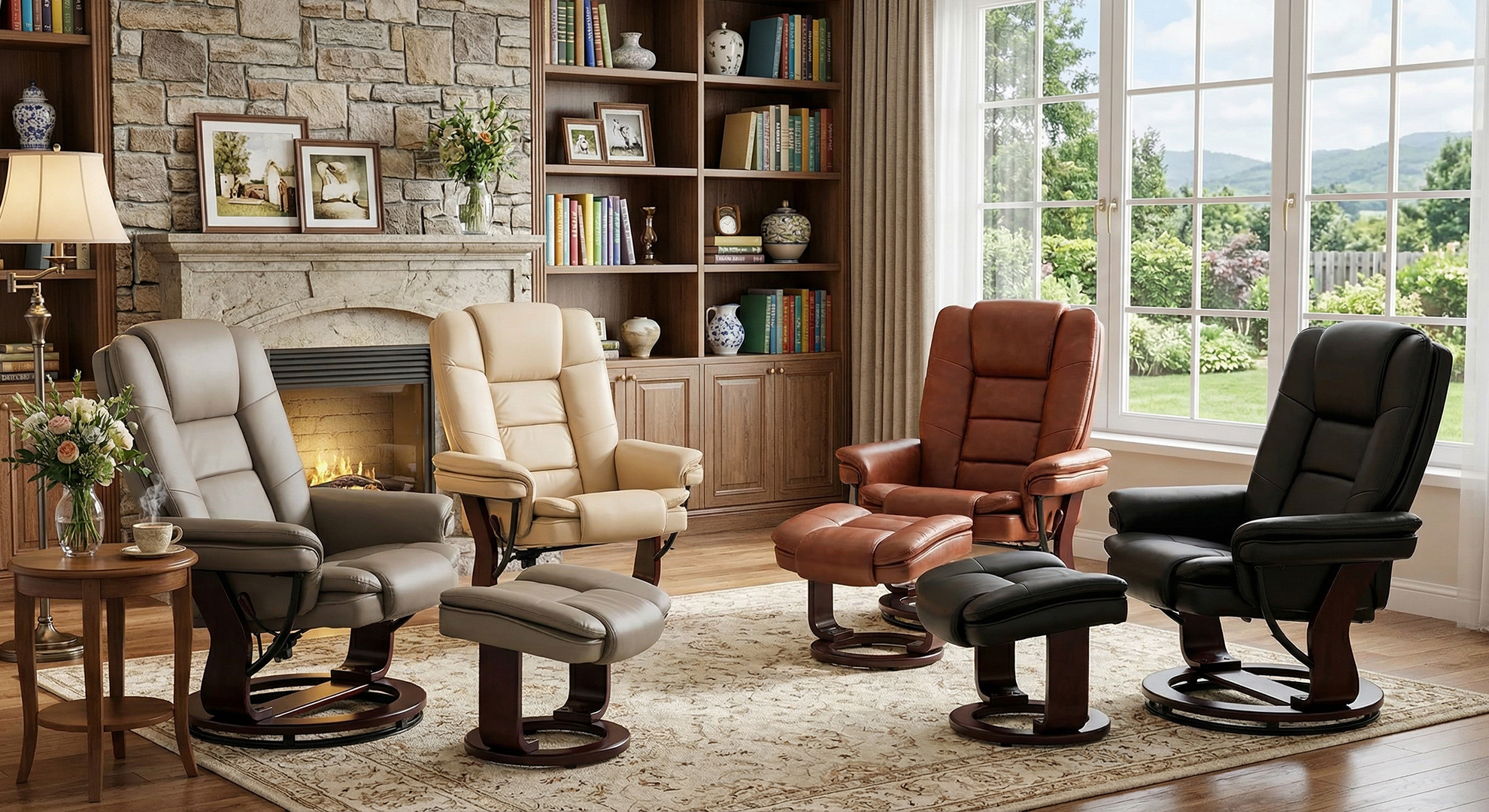 Amazon.com: Argus Swivel Recliner with Ottoman, PU Leather & Wood