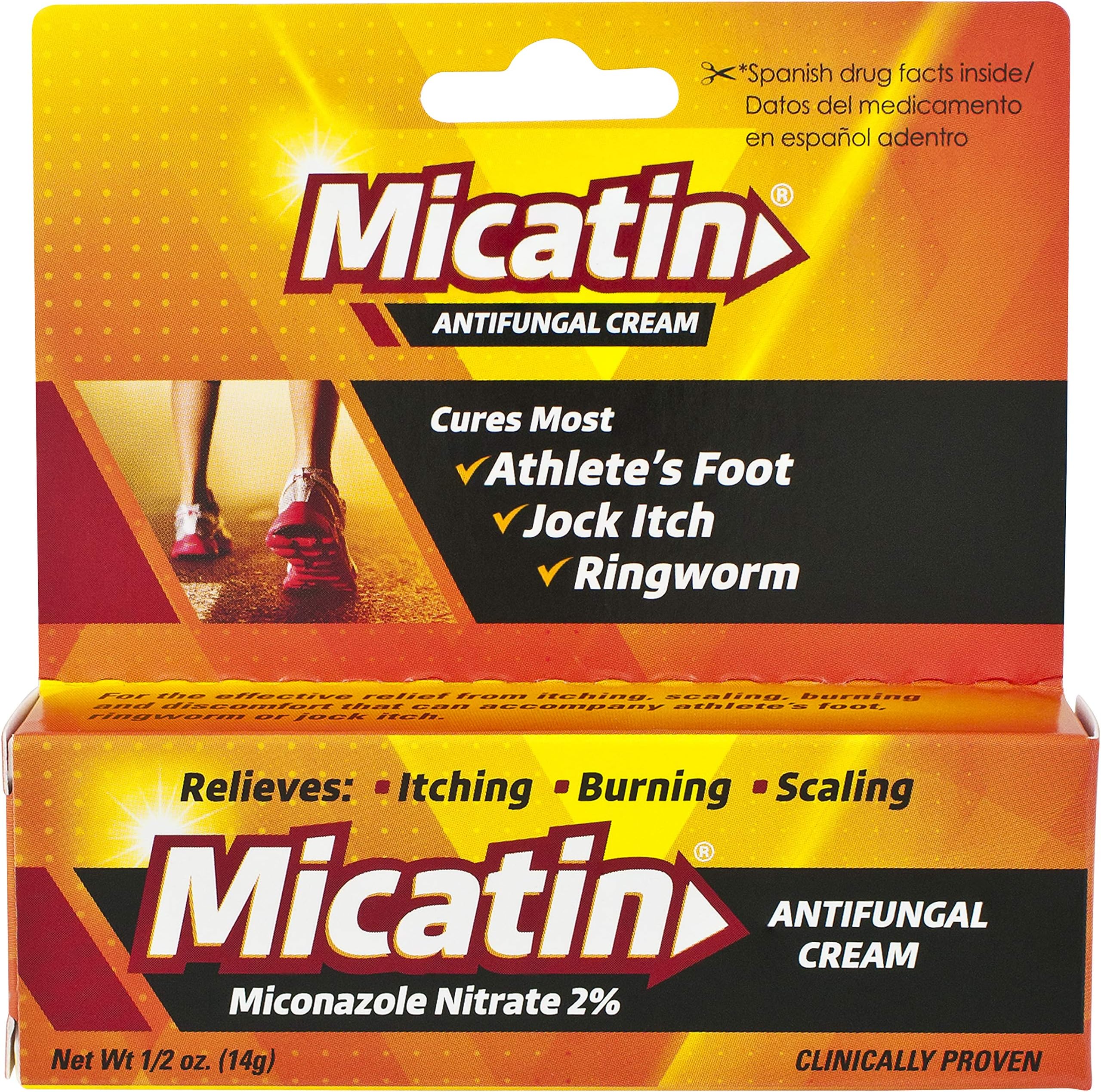 Antifungal Cream with Miconazole Nitrate 2%, Clinically Proven to Treat Athlete's Foot, Jock Itch, Ringworm and Foot Fungus, 0.5 oz, 2pk