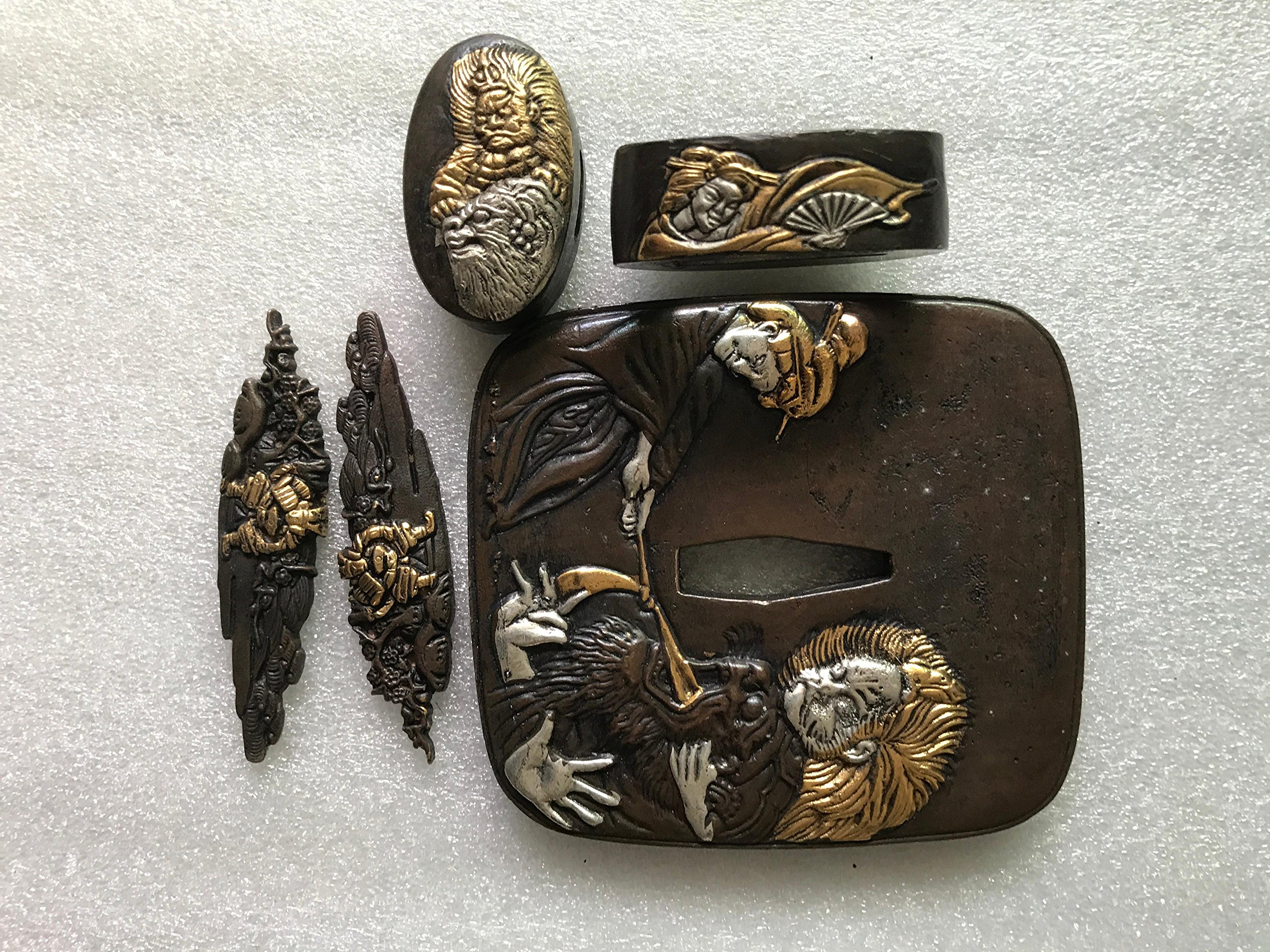 Japanese Handmade Copper Tsuba Fuchi Kashira Menuki Set(12set of You can Choose)