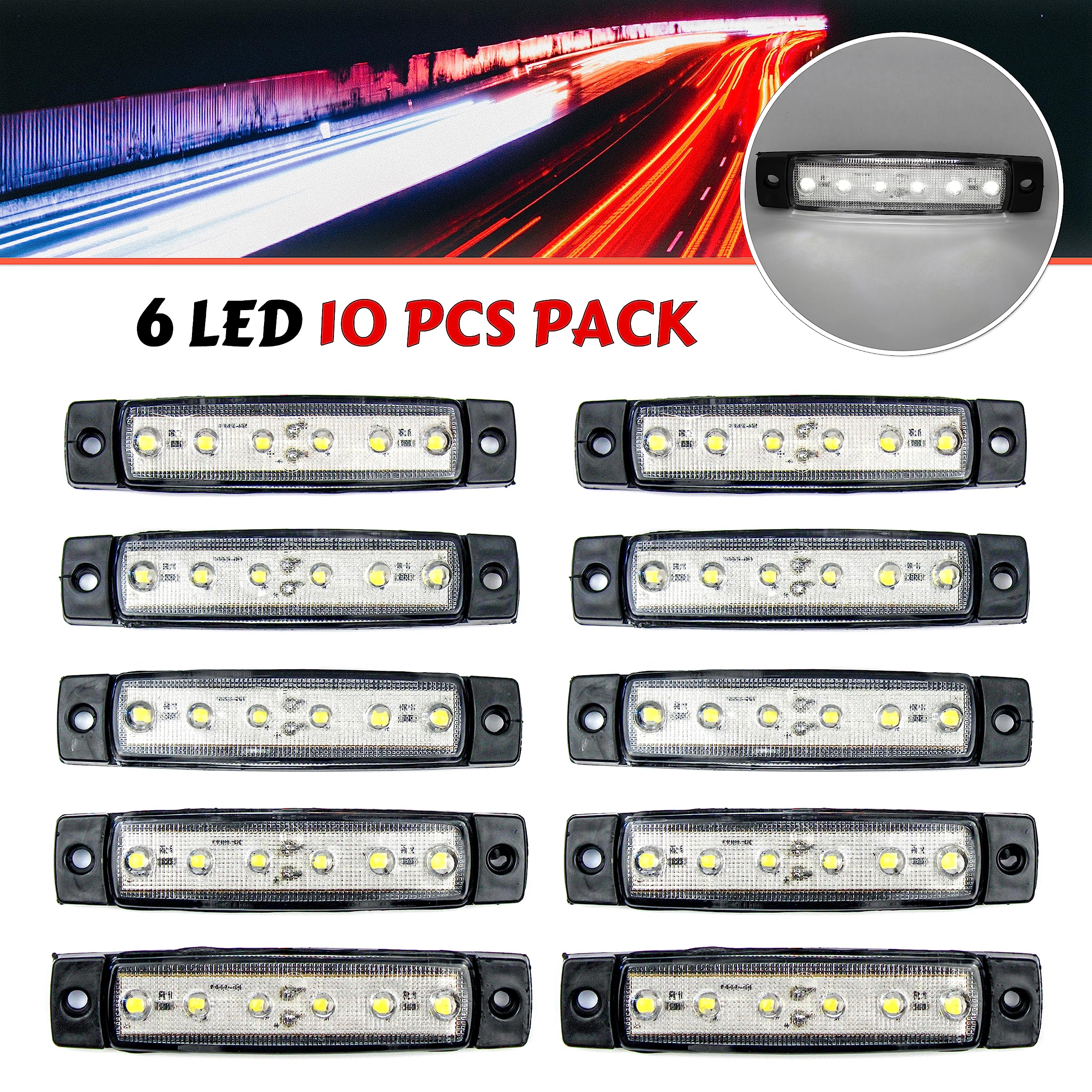4PCS 8LED Feu De Position Latéral,Unviersal 12V/24V Feux Latéraux Éclairage Arrière