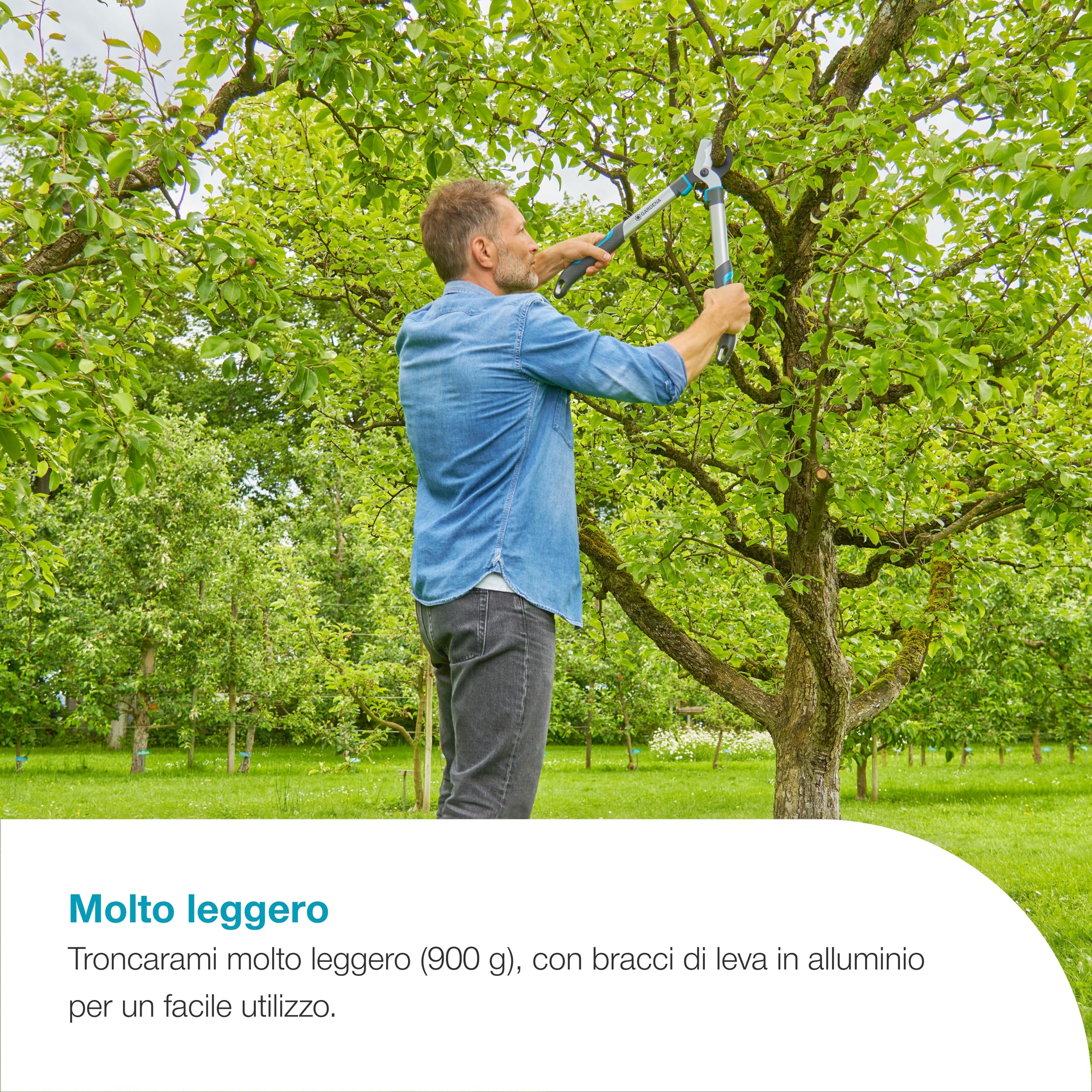 Gardena EasyCut S, forbici bypass per legno fresco fino a 45 mm, lame affilate con precisione, PowerCoating per tagli puliti, design ergonomico, 900 g di peso leggero (12030-88)