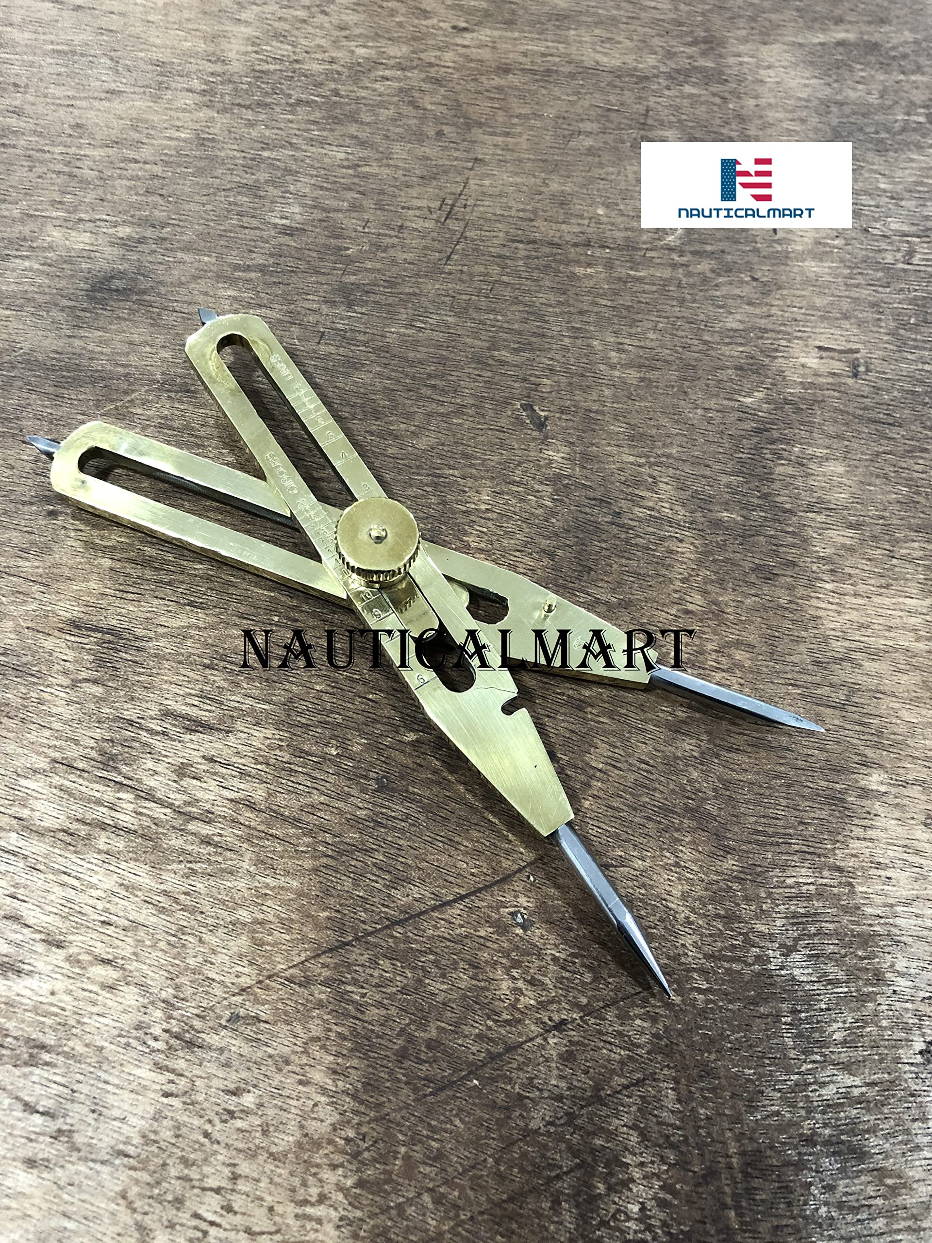 nauticalmart Künstler Proportional Proportionalzirkel Zeichnen Tool Professional 9"/Leather Case messing