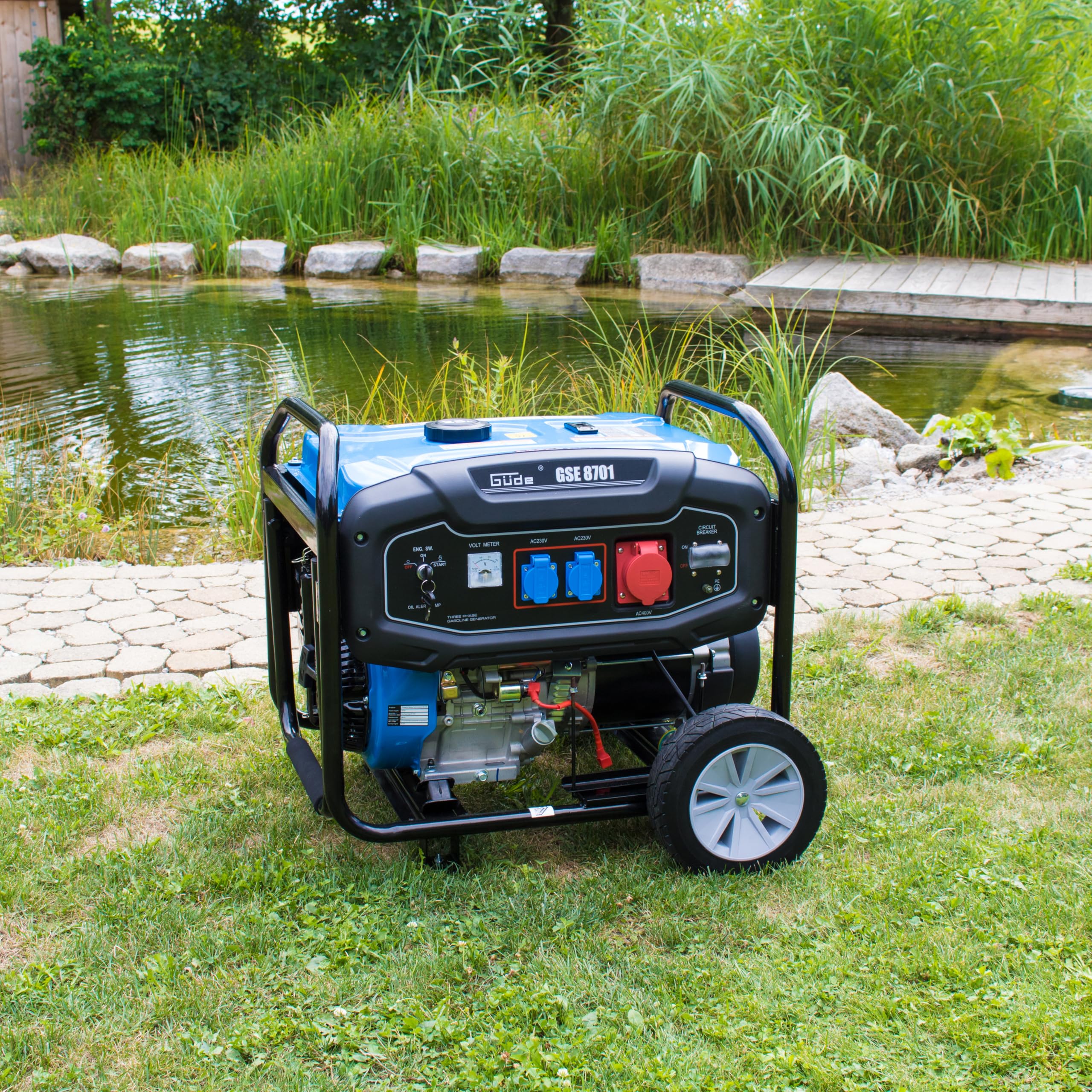 GÜDE GSE 8701 RS - Generatore 7800W con maniglia e ruote per il trasporto