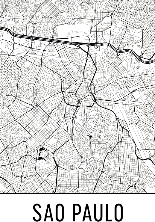 Amazon Com Modern Map Art Sao Paulo Print Sao Paulo Art Sao Paulo Map Sao Paulo Brazil Sao Paulo Poster Sao Paulo Wall Art Sao Paulo Gift Sao Paulo Decor Sao Paulo Cityscape