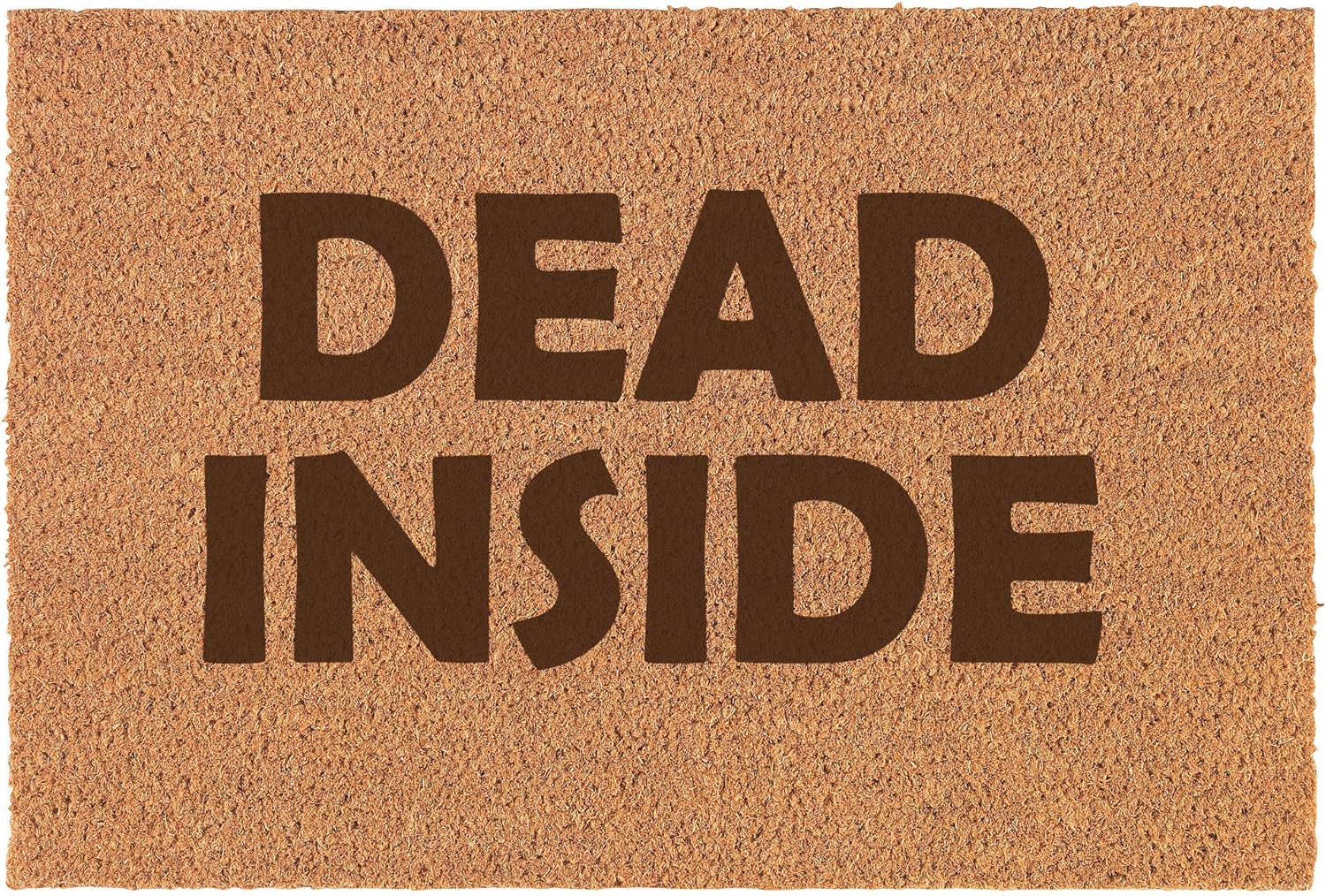 Dead Inside Funny Zombies Doormat Brown Natural Coir Rectangular Front Entry Non Slip Door Mat (16 in. x 24 in.)