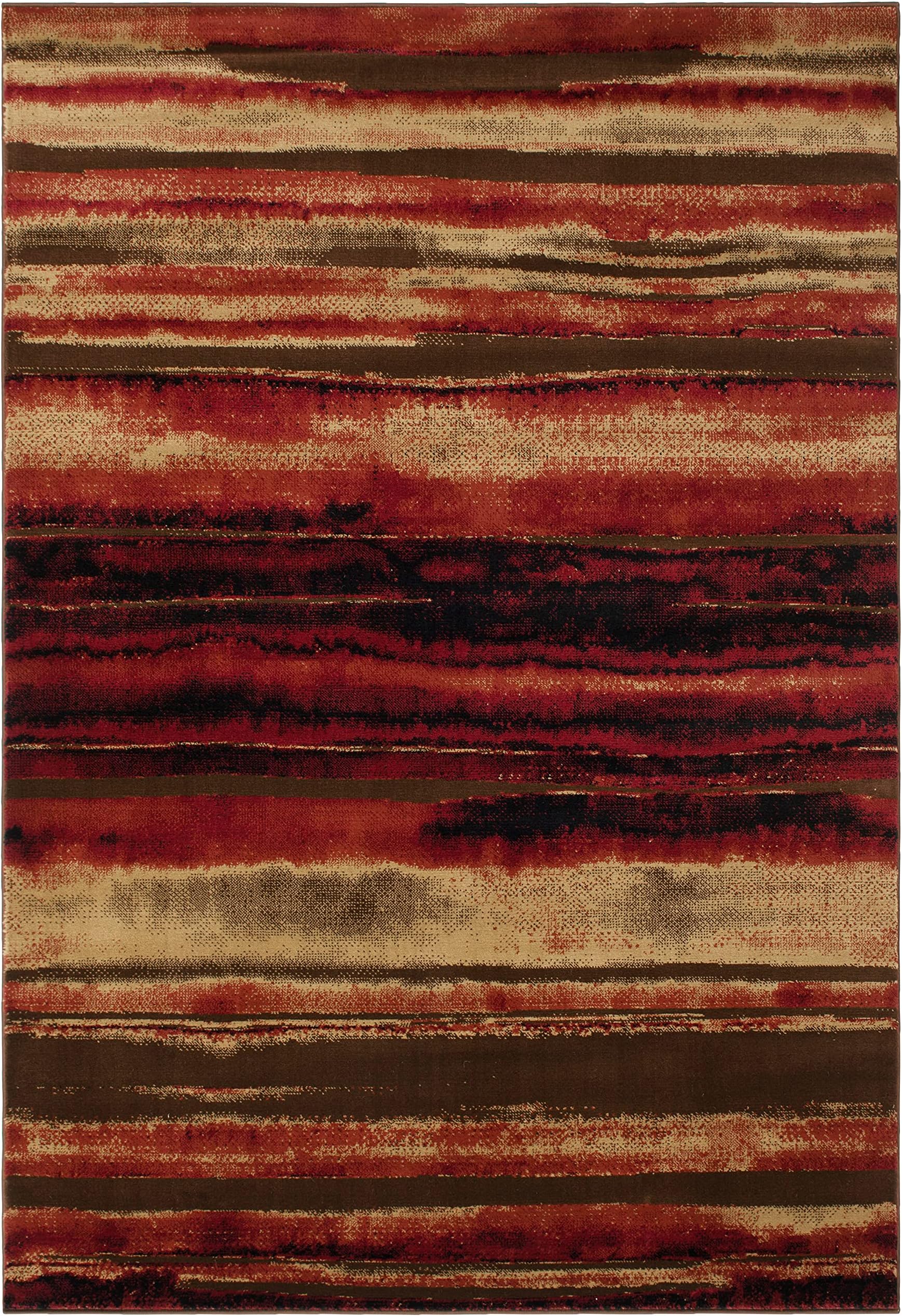 Rustic Lodge Layered Earth 5x8 Brown Area Rug, 5'3"x7'7" 6930