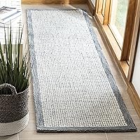 Vista 10 de SAFAVIEH Colección Abstract Alfombra de Área - 6' Cuadrada, Azul Marino y Marfil, Lana Hecha a Mano, Ideal para Áreas de Alto Tráfico en Sala