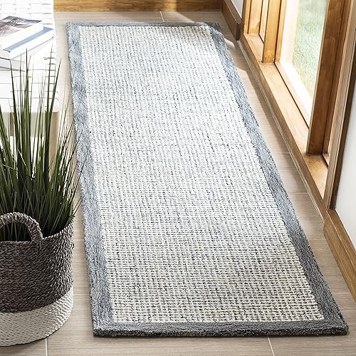 Miniatura 10 de SAFAVIEH Colección Abstract Alfombra de Área - 6' Cuadrada, Azul Marino y Marfil, Lana Hecha a Mano, Ideal para Áreas de Alto Tráfico en Sala