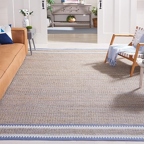 Miniatura 8 de Safavieh Natural Fiber Collection - Alfombra cuadrada de 8 pies, color natural y negro, hecha a mano, estilo bohemio, costero y rústico, ideal para