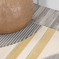 Vista 4 de JONATHAN Y Alfombra de pasillo de círculos a rayas gris/amarillo/crema, 2 x 8 pies, Nicky geométrica para sala de estar, dormitorio, cocina