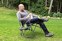 Vista 2 de GCI Outdoor Freestyle Rocker XL Silla mecedora plegable portátil, silla de camping al aire libre con mesa auxiliar, aluminio