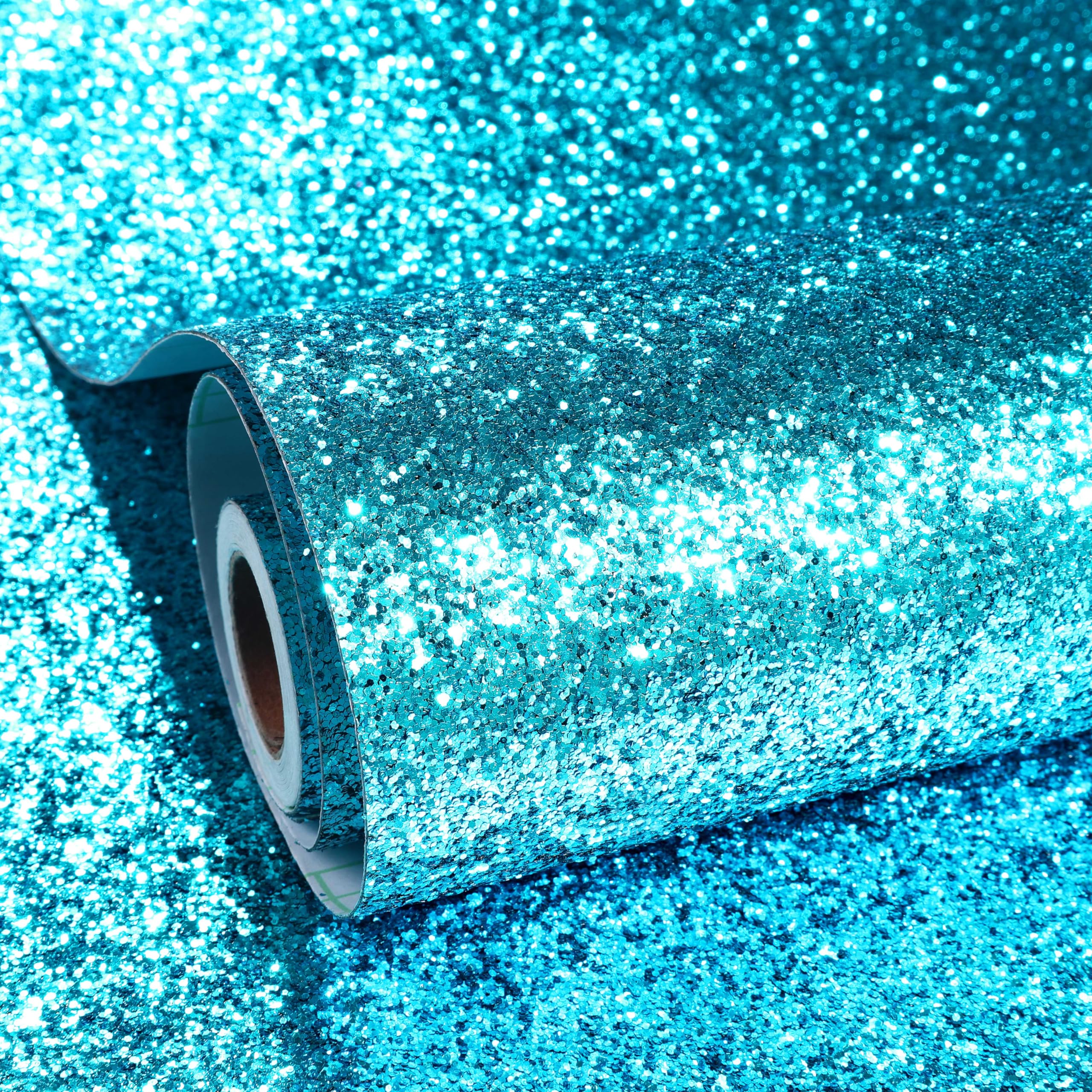 ReWallpaper Blue Chunky Glitter Wallpaper Worktop Vinyl Wrap Sparkle Peel and Stick Wallpaper Kids Room Boy Removable 40CM×3M Thick Glitter Sticker for Furniture Art Deco DIY Dresser Table