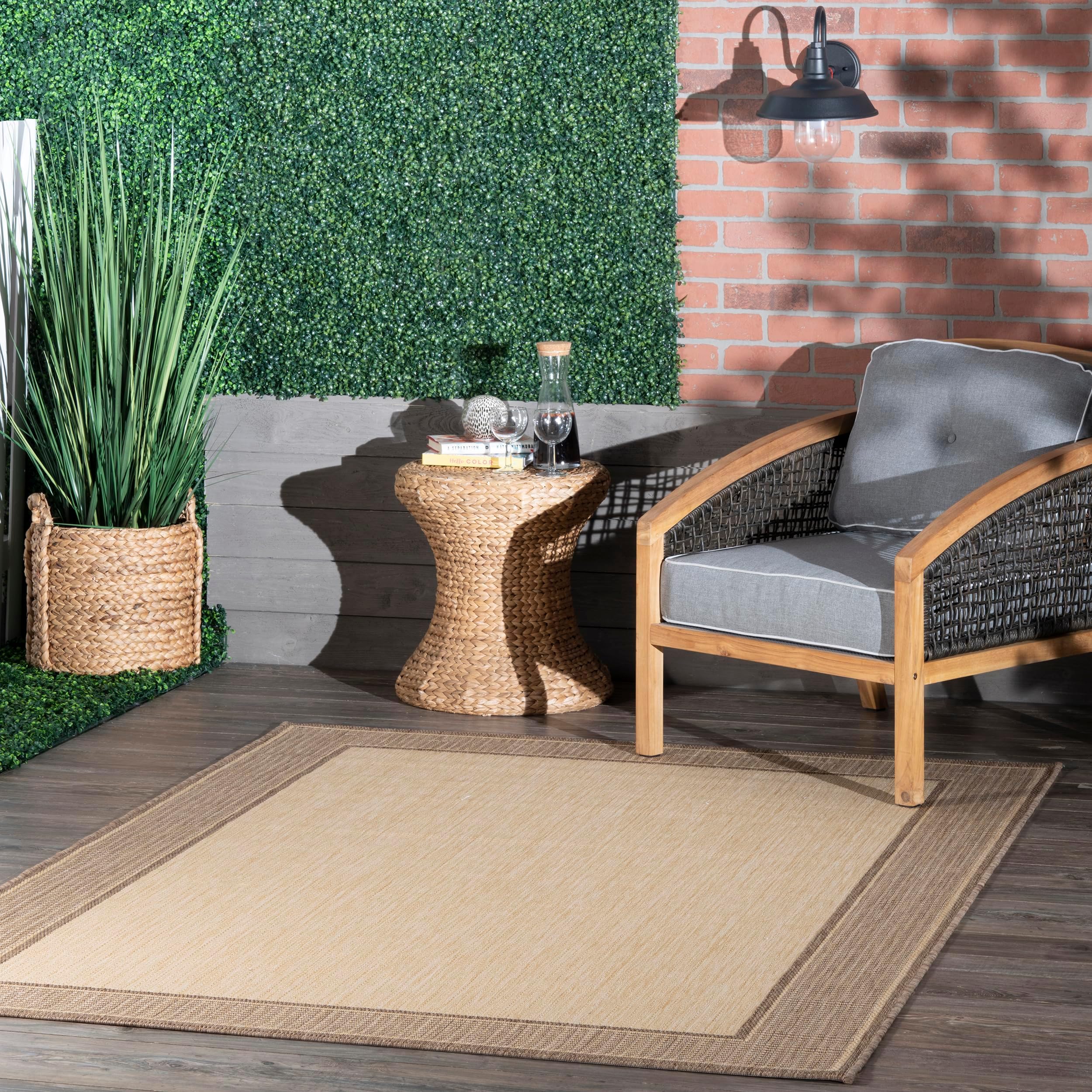 nuLOOM 8' x 11' Outdoor Performance Area Rug, OEKO-TEX Certified, Weather Resistant, High Traffic, Patio, Balcony, Outside, Gris Beige
