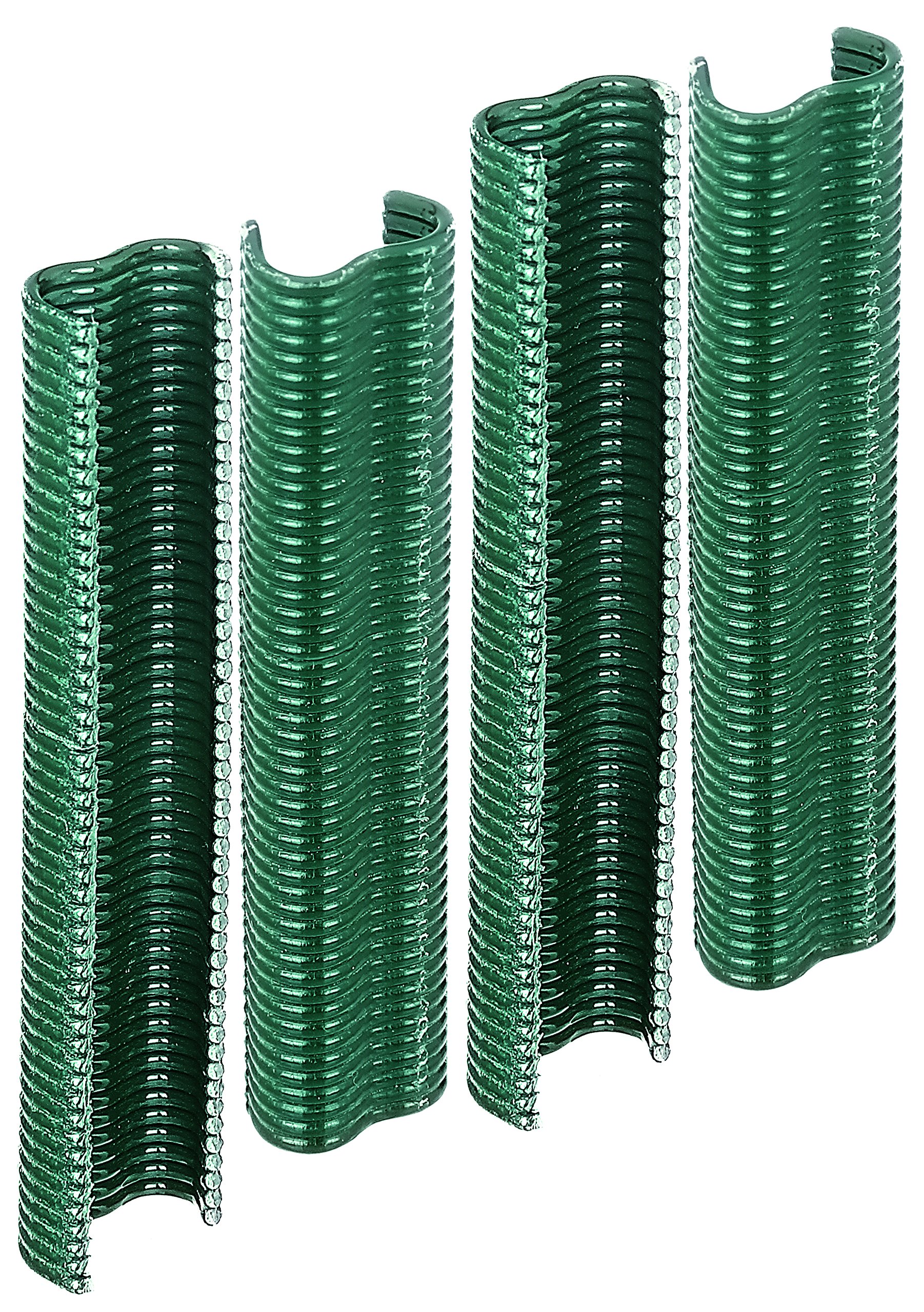 Alberts 531157 Drahtbefestigungszange | verzinkt, mit Kunststoff-Griff und -Magazin & 530969 Drahtklammer | zinkphosphatiert, grün kunststoffbeschichtet | Breite 22 mm | 200er Set