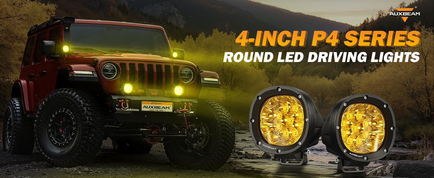 Amazon.com: Auxbeam 4 Inch 90W LED Amber Driving Pods, P4 Series
