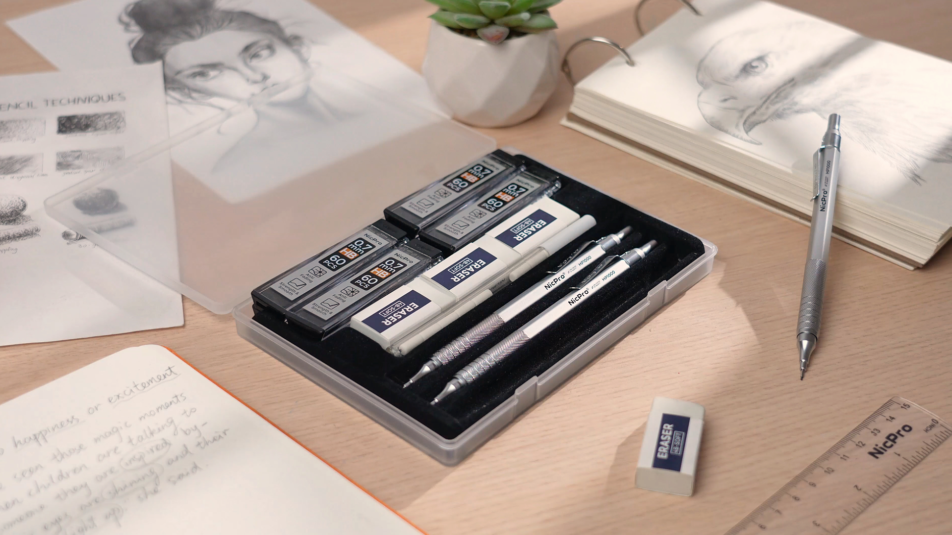Amazon.com : Nicpro 0.7 Metal Mechanical Pencil Set with Case