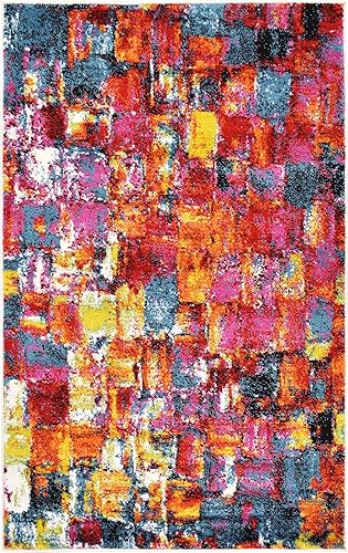 Unique Loom colección Lyon - Alfombra abstracta y moderna, Polipropileno, MultiVerde