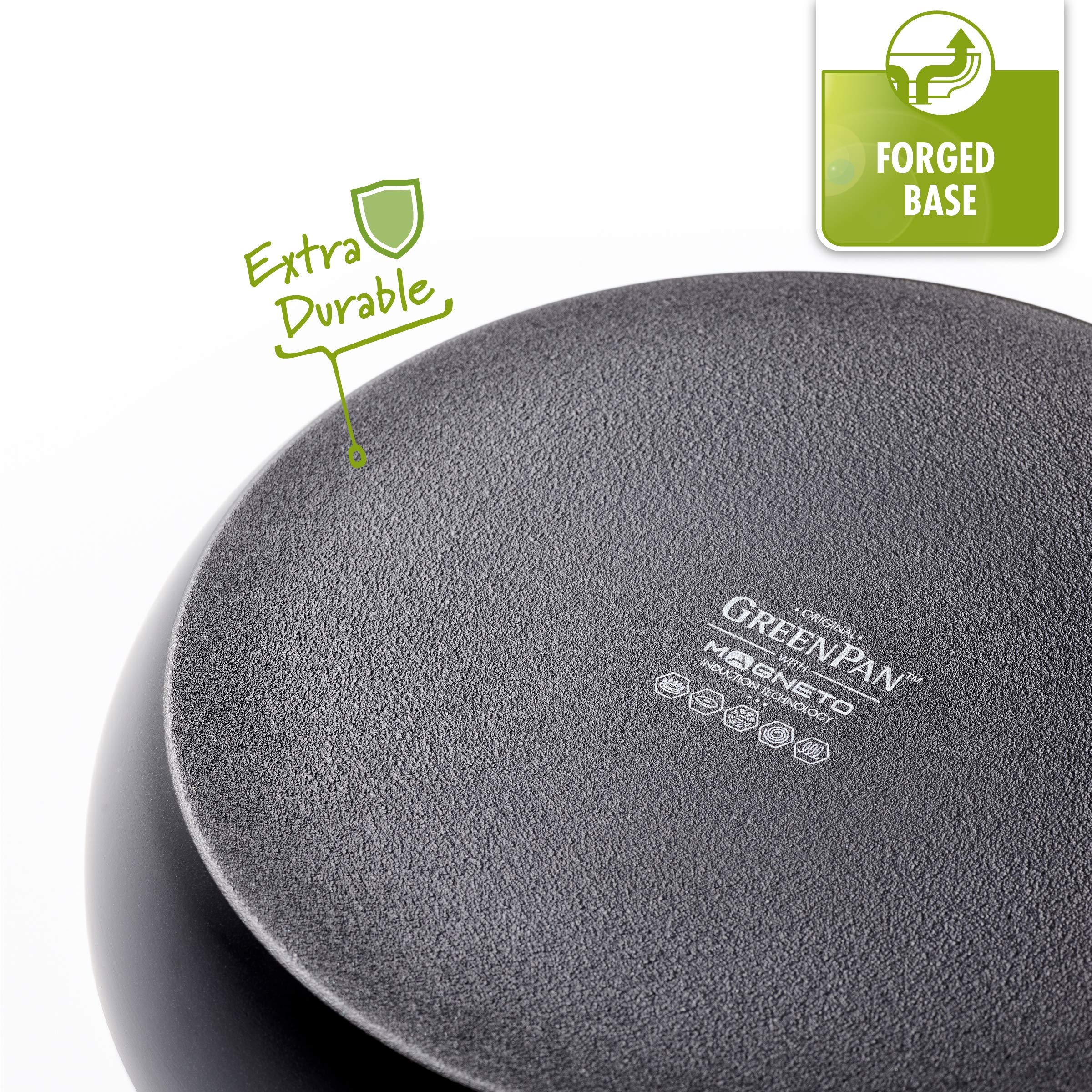 GreenPan Torino 28 cm/3,6 litre Padella Wok in Ceramica Antiaderente Sano, Senza PFAS, Induzione, Lavabile in lavastoviglie, Adatta al forno fino a 160°C, Nero