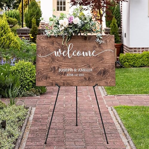 Miniatura 7 de Caballete de exhibición de 63 pulgadas para letrero de boda, caballete de fotos, caballete de arte plegable ajustable de metal, caballete de trípode