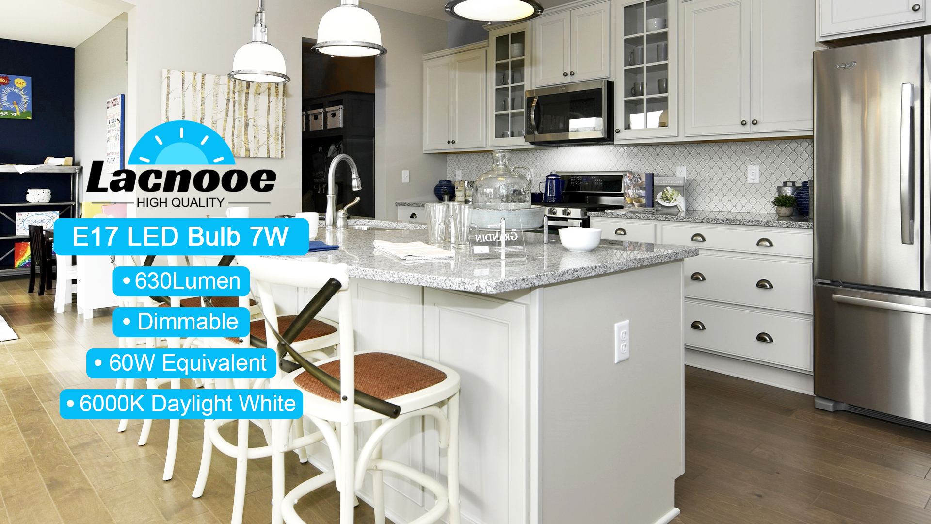 Image of E17 LED Bulb Dimmable, 7W Microwave Over Stove Bulb, 120V 60W Incandescent Equivalent, Daylight White 6000K, Fit for Whirlpool Maytag GE Kenmore Microwaves, Replaces 8206232A 1890433 AP4512653, 2 Pack