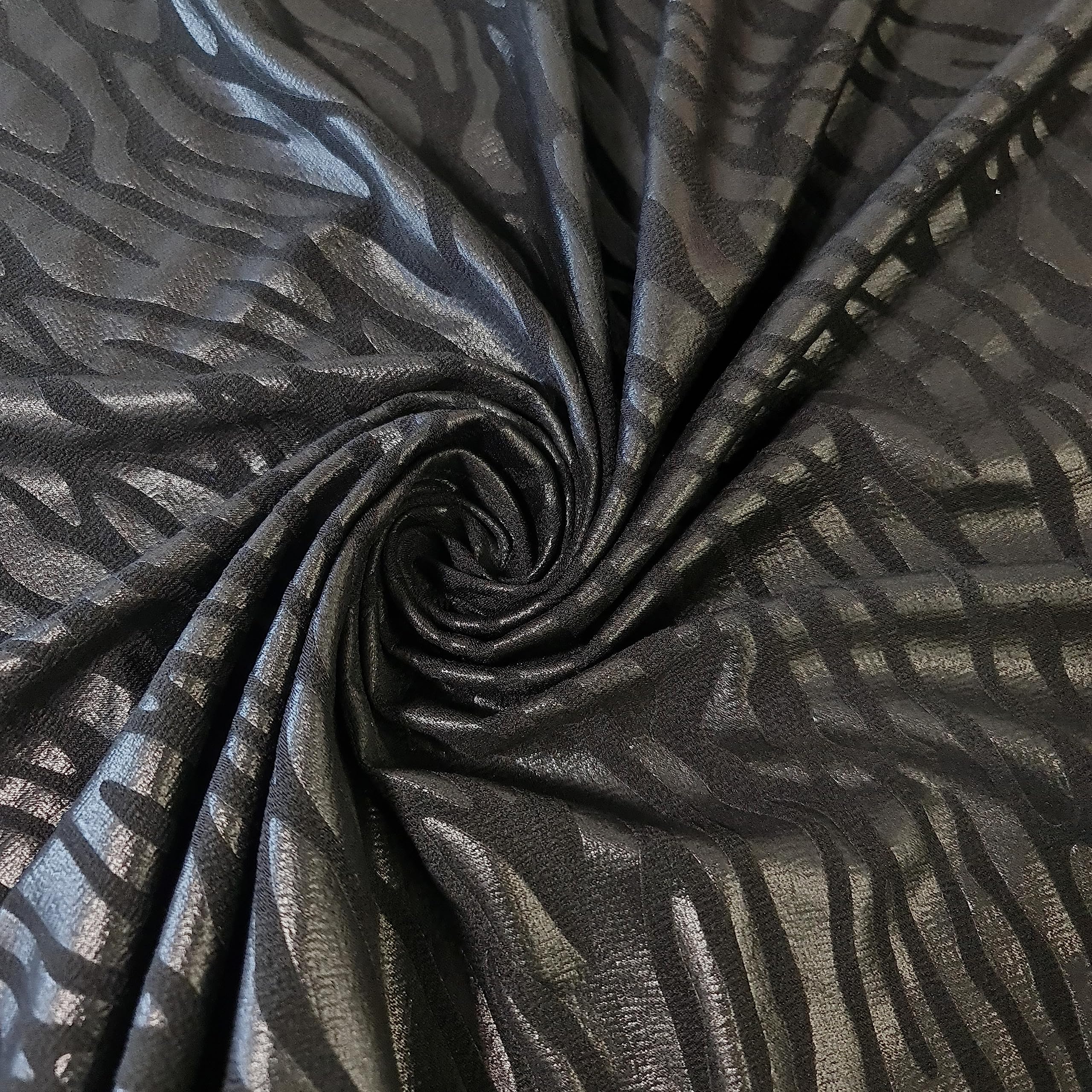 Floral Floral ITY Jersey Fabric Elastane 4-Way Stretch 58" Fashion Dress Meter (Black Zebra) — image 1