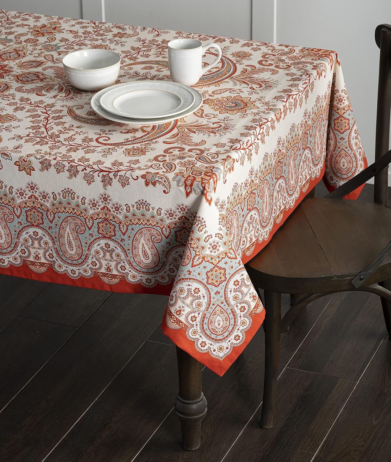 Maison d' Hermine Table Cloth Rectangle Table 100% Cotton 180 cm x 140 cm Tablecloth Reusable Everyday Use for Christmas Decorations Dining Farmhouse Home Party Festive (Cachemire) - Image 3