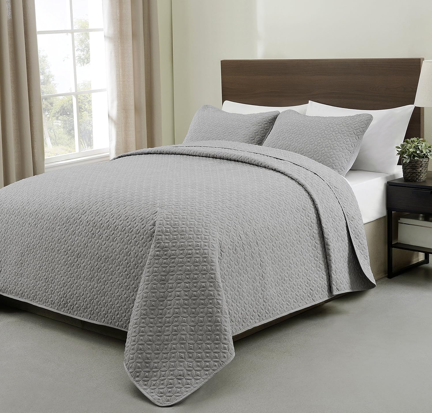 Cozy Beddings S16044T Allyson 3Pc Quilted Bedspread Light