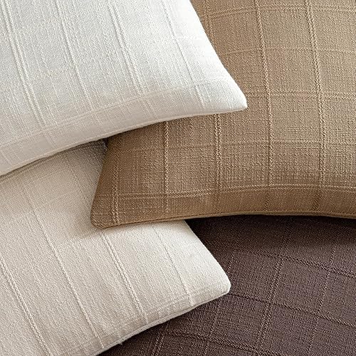 Miniatura 4 de Juego de 4 fundas de almohada de lino color gris pardo, fundas decorativas de 18 x 18 pulgadas, cojín bohemio suave y neutro, estilo campestre,