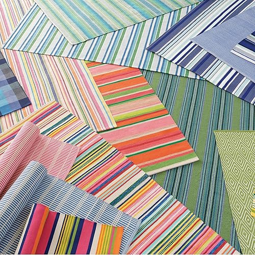Miniatura 6 de Dash and Albert - Alfombra de verano a rayas para interiores y exteriores, 2 x 3 pies, multicolor, tejida a mano, lavable, duradera, ligera,