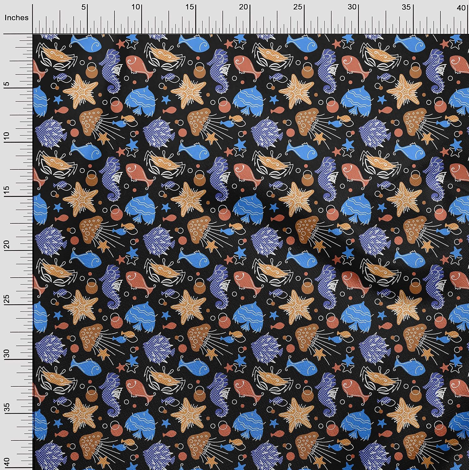 oneOone Cotton Flex Black Fabric Beach Quilting Supplies Print Sewing Fabric By The Yard 40 Inch Wide