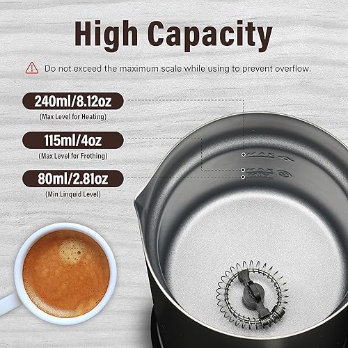 Miniatura 2 de YSSOA Espumador de leche eléctrico de mano con soporte de acero inoxidable, mezclador de bebidas para café, frappé, latte, matcha, chocolate