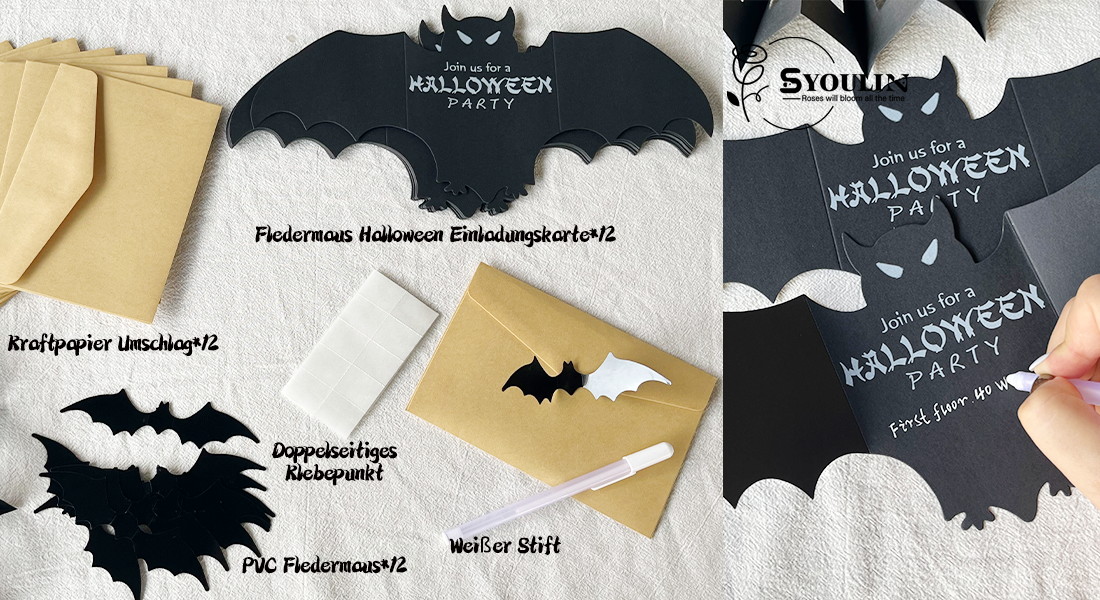 AmandaCreation Geburtstagseinladungen – Halloween-Motiv, 12,7 X 17,8 Cm, Inkl. 20 Weiße Umschläge