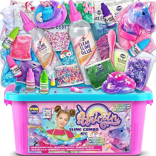 Fluffy Unicorn Slime Kit for Girls, FunKidz Cloud Slime Gift for Ages 6+ Kids Fun Slime Making Kit Awesome Craft Toy Birthday Present Ideas