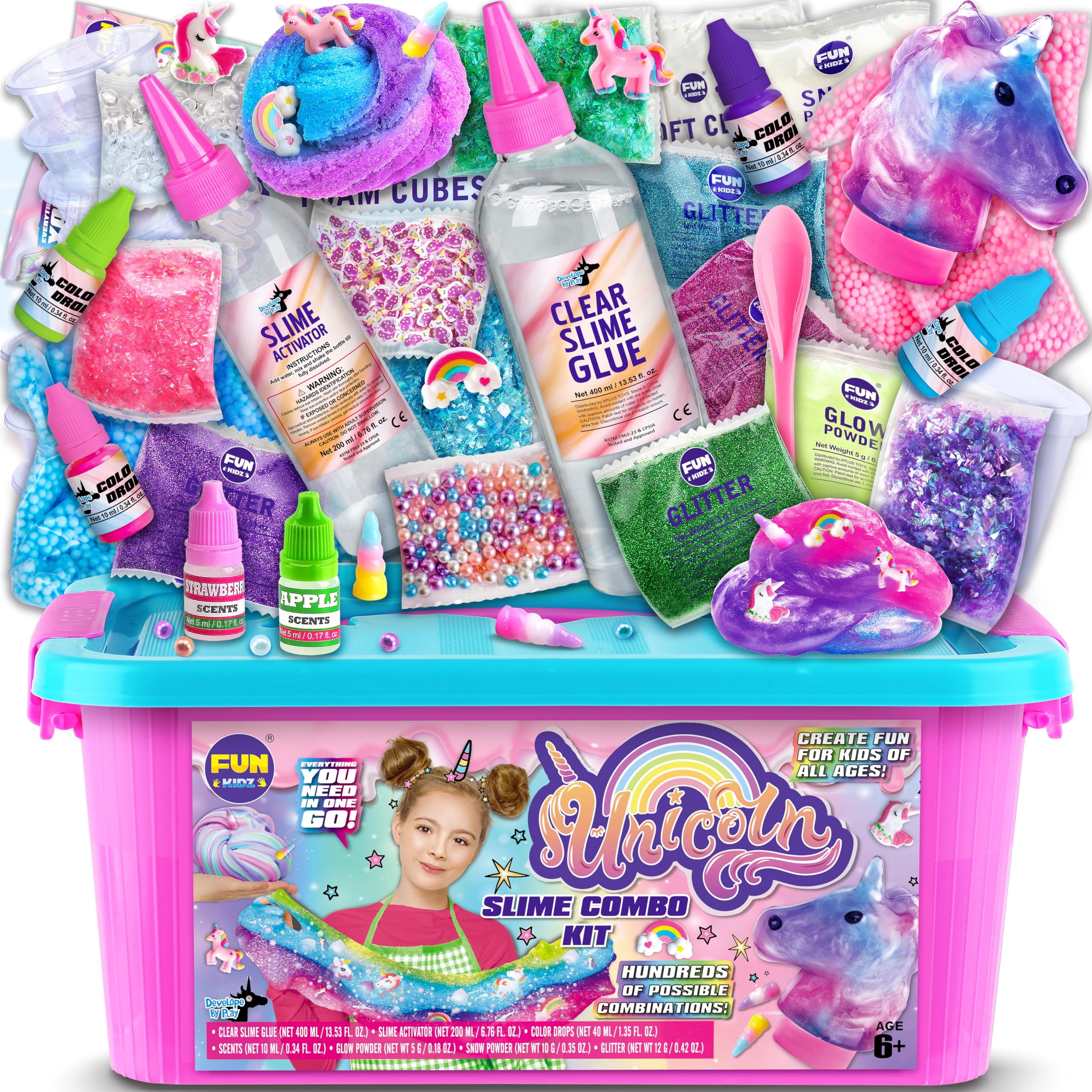 Amazon | FunKidzのふわふわユニコーンスライムキット、6歳以上の