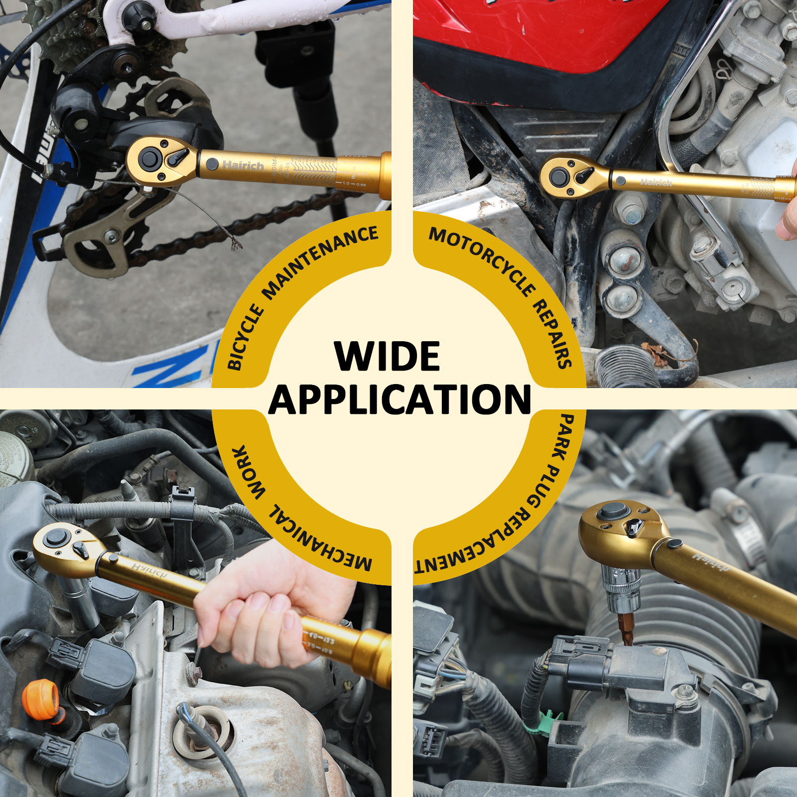 Hairich 1/4 3/8 1/2 inch Drive Click Torque Wrench, 3Pcs