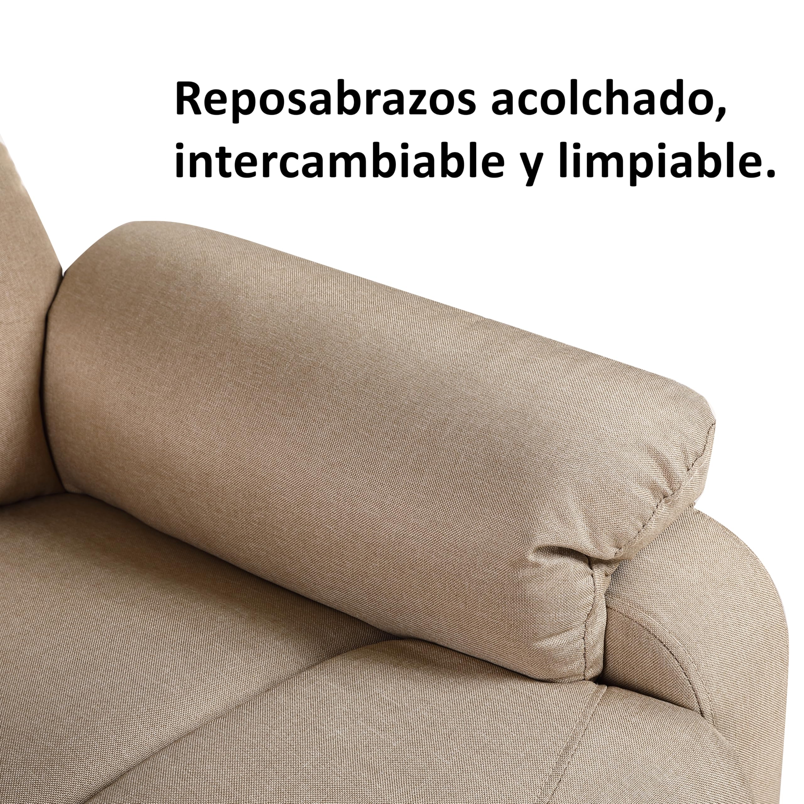 ECODE® Sillón Reclinable Manual de Tela con Calor Lumbar, Reposabrazos Lavables y USB de Carga – Comodidad para Personas Mayores en Salones o Espacios Reducidos
