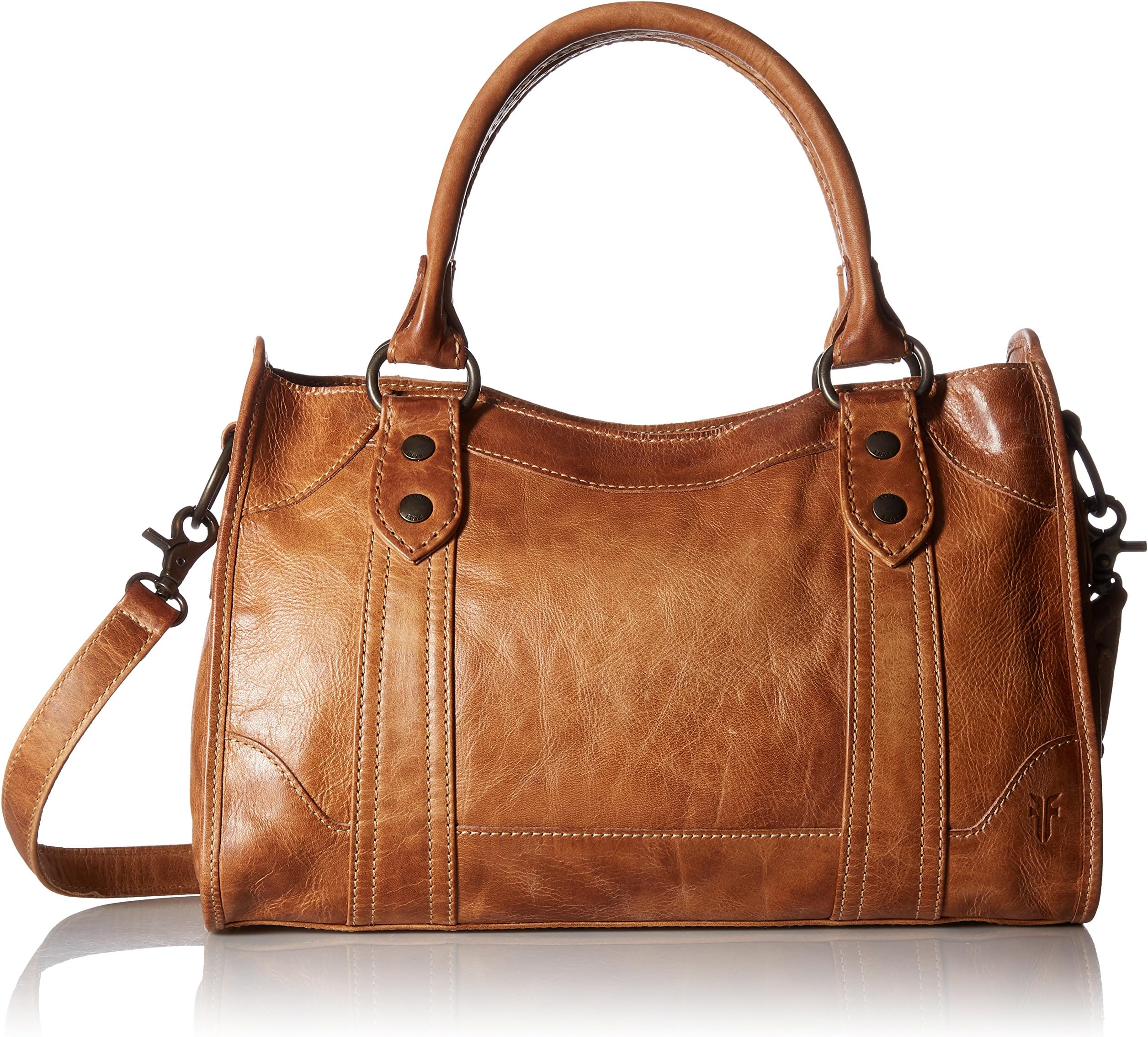 Women's Melissa Zip Satchel Leather Handbag with Adjustable Shoulder Strap & Top Handle