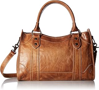 Frye Women's Melissa Zip Satchel Leather Handbag with Adjustable Shoulder Strap & Top Handle