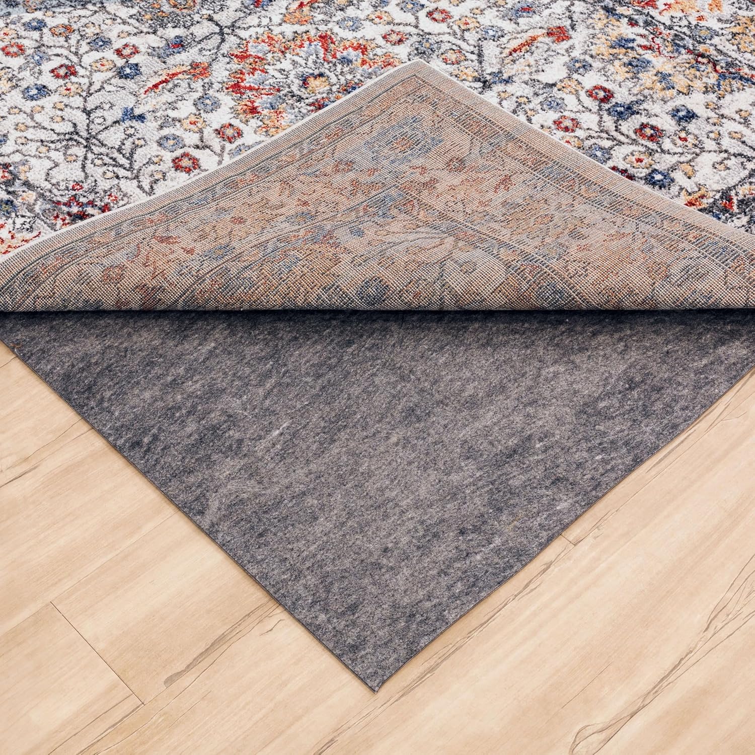 Mohawk Home 2'x12' Premium Luxury Non Slip Rug Pad 1/4 Thick Dual Surface Felt + Rubber Gripper - Safe for All Floors, Synthetic Fiber, Grey