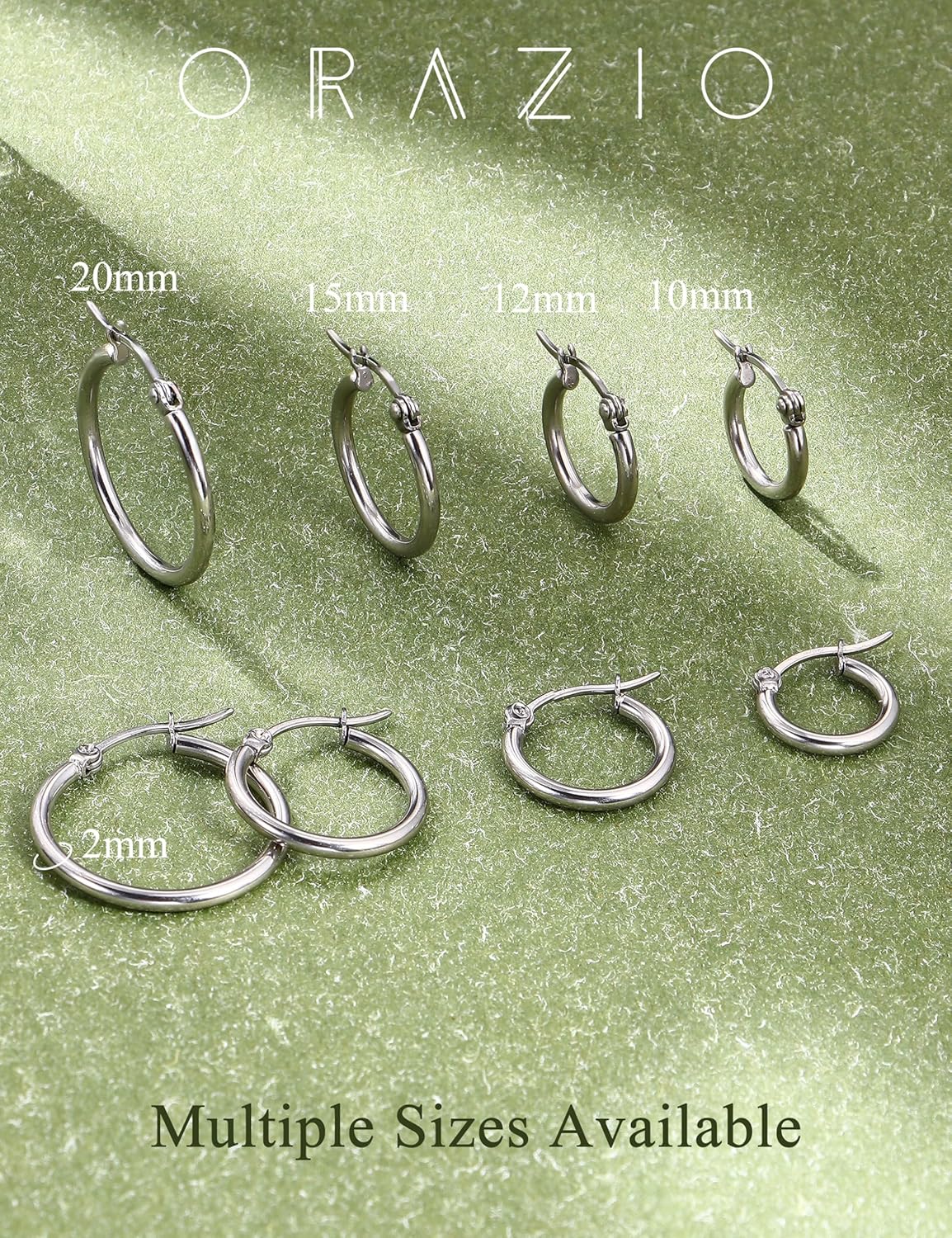 ORAZIO 4 Pairs Stainless Steel Hoop Earrings Set Cute Huggie Earrings for Women,10MM-20MM - Image 8
