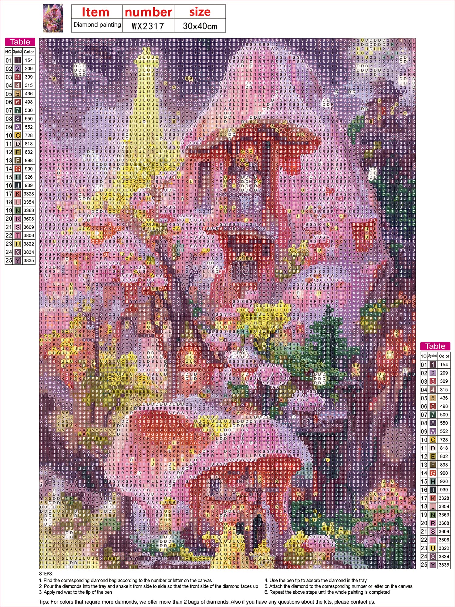 Châteaux Rose Peinture Diamant Adulte, Cottage Diamond Painting Complet