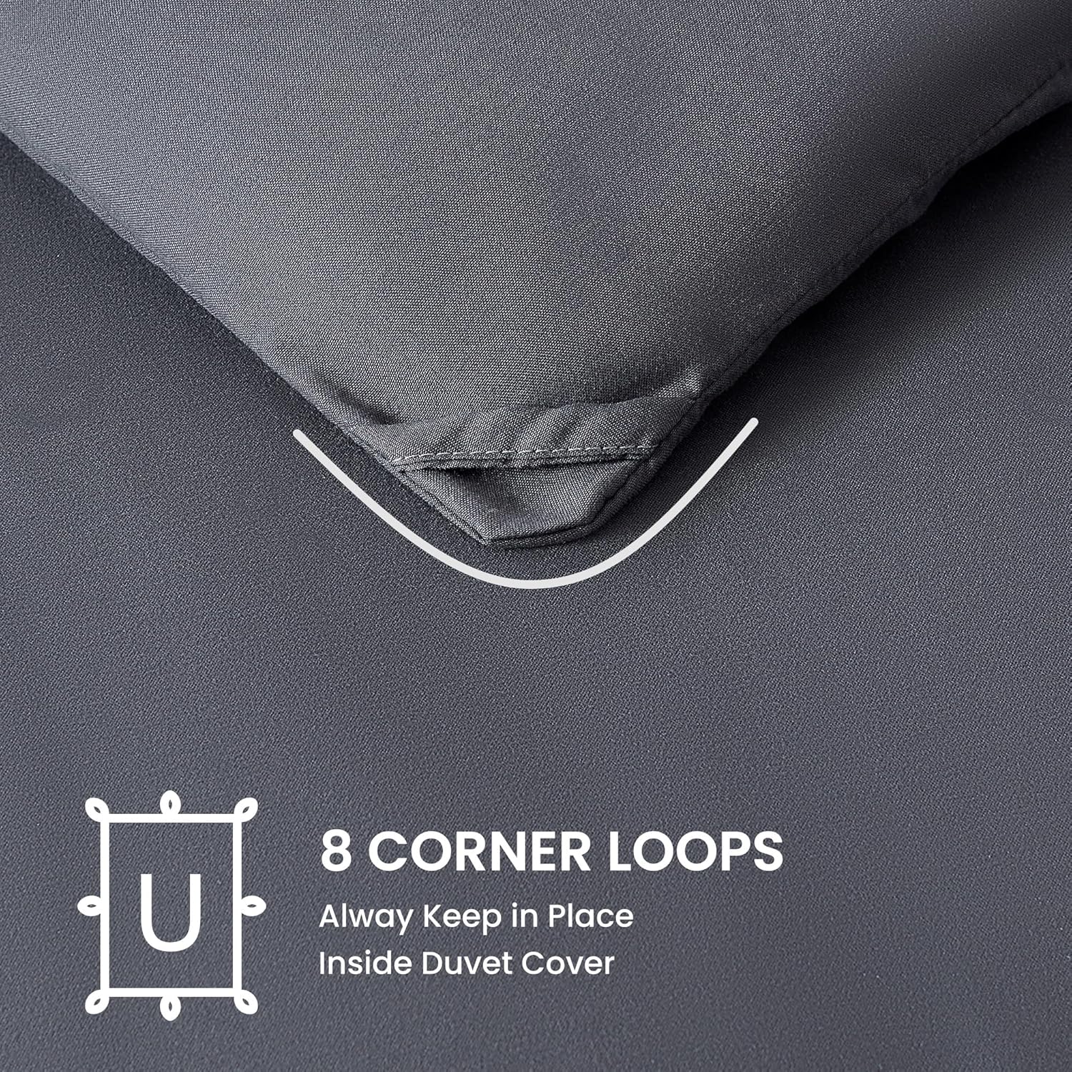SLEEP ZONE King Size Comforter Duvet Insert, Down Alternative Reversible Comforter, Lightweight, Soft and Breathable Bedding All Season, Dark Grey