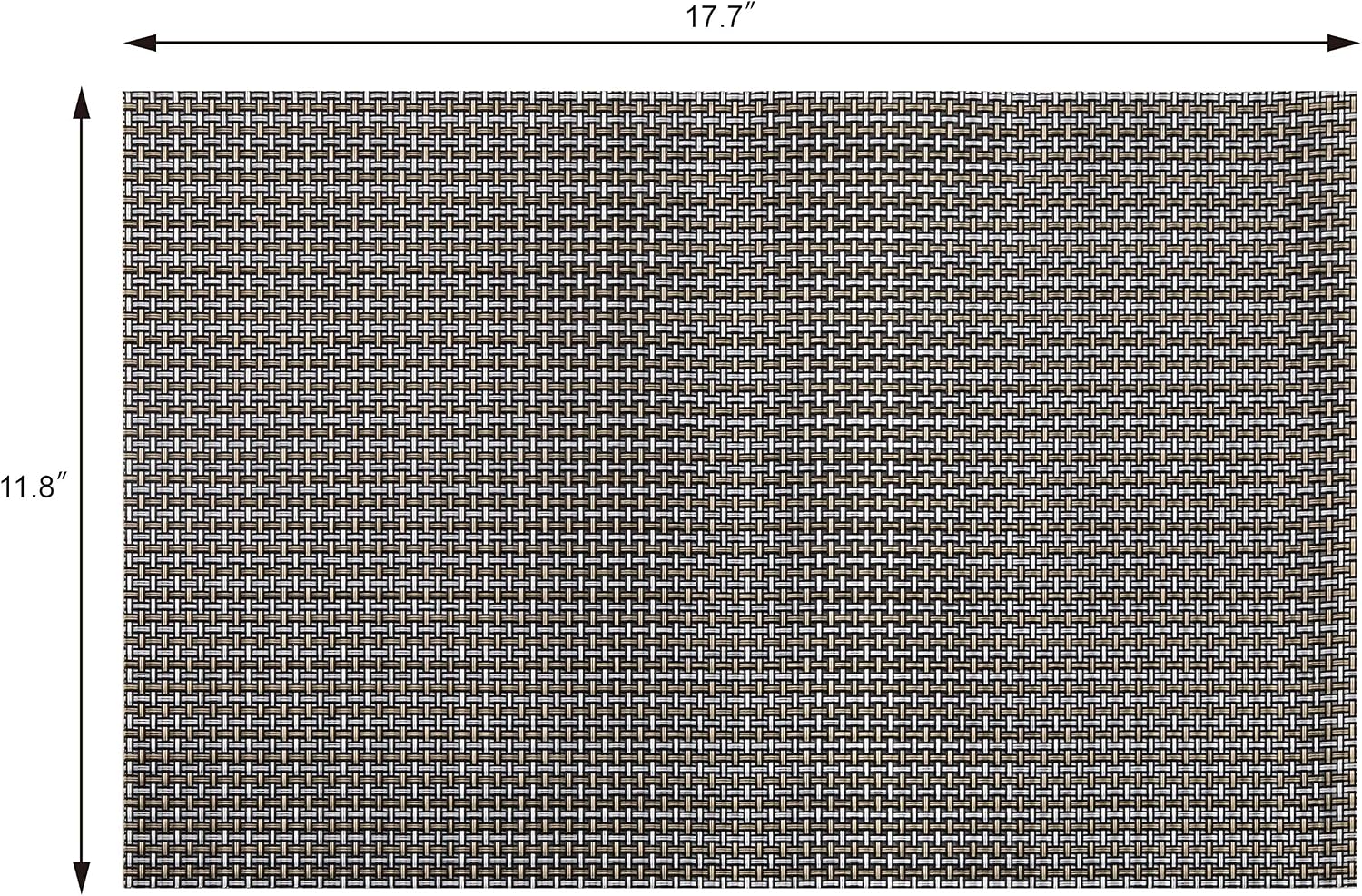 New Star Foodservice 28195 Crossweave Woven Vinyl Placemats, Set of 4, Electrum Silver
