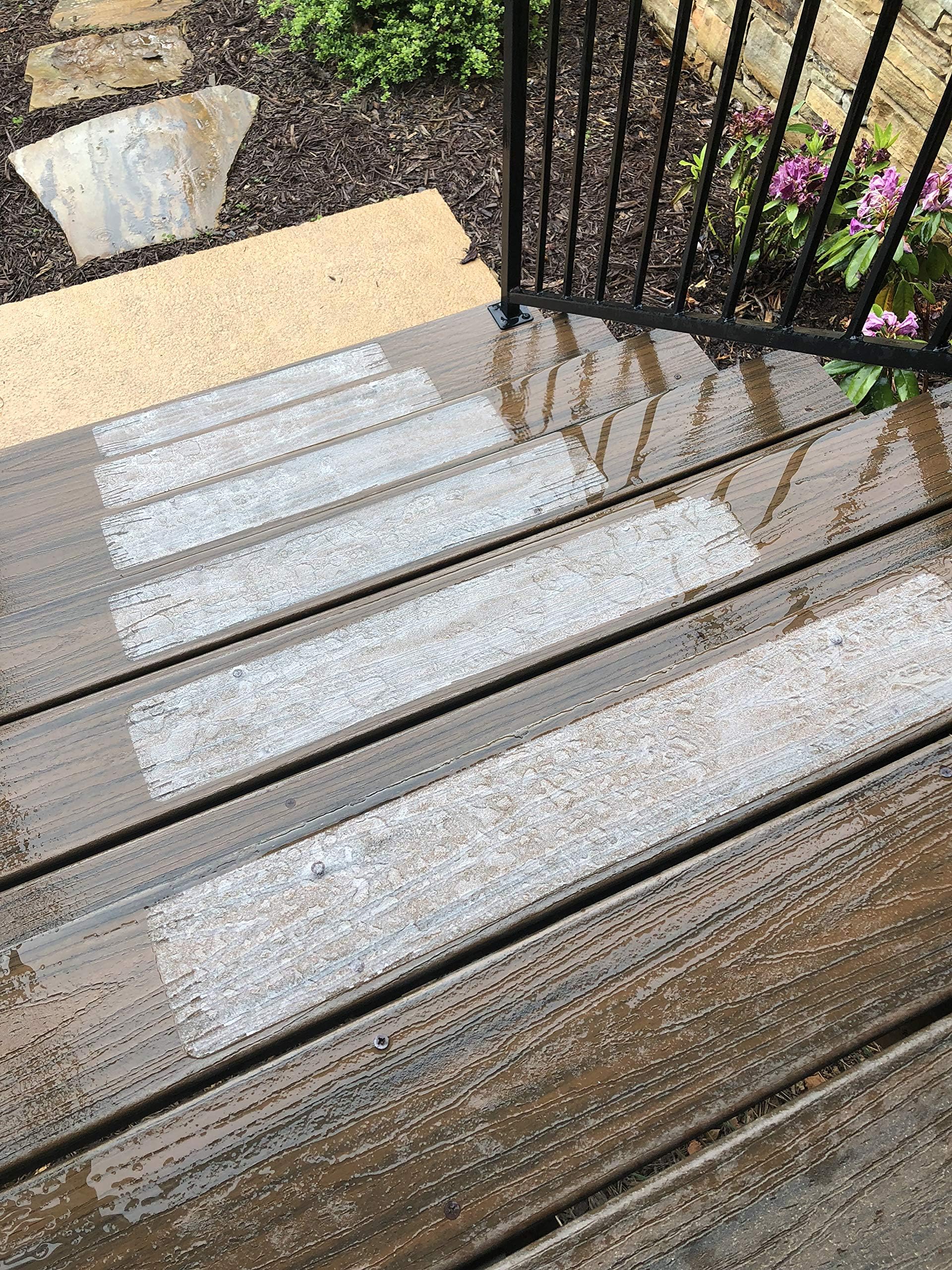 (15-Pack) Pre Cut Transparent 24"x4" Anti Slip Clear Non Slip Strips, Safety for Kids, Elders and Pets, Adhesive Stair Treads, Indoor, Outdoor, Prevents Slipping, Easy Install Kit,PVC Free